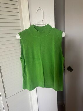 Preston & York Bright Green Sleeveless Mock Neck Top